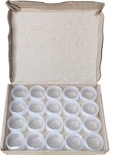 Luxuro Multipurpose Plastic Round Containers set of 20 Transparent in Cardboard Box Storage Box