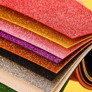KRASHTIC Glitter Sheet 10 Sheet A4 Size Sparkle Craft Paper For Diy Art and Craft