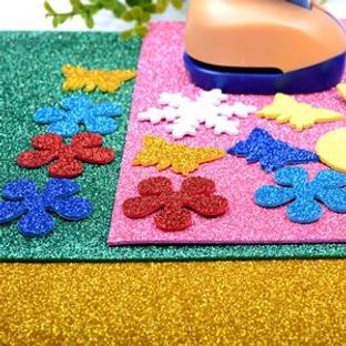 Redge Glitter Foam Sparkle Sheets For Decoration, Gift, Wrapping Scrapbooking Plain A4 120 gsm Craft paper