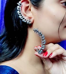 thecreativejewellery New Ethnic brass german silver clip-on earcuffs for Girls and Women Brass Clip-on Earring, Cuff Earring