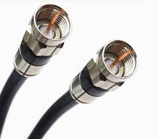 V A Antiques RG 6 Coaxial Cable Wire DTH with F type connector and clips 1 sq/mm Black 20 m Wire