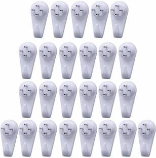 Art Street Set of 25 Hooks White 4-Pin Seamless Nail with 2 Spirit Leveler for Photoframe Hook 25