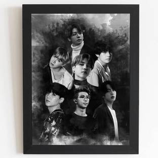 BTS Members Wall Frame Poster for BTS Army -Black Fine Art Print