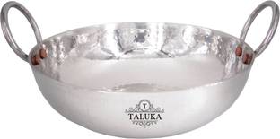 TALUKA Stainless Steel Hammered Kadai Kadhai Serving Wok for Kitchen Cookware Restaurant Home Hotel 3 Liter Kadhai 10 cm diameter 3000 L capacity