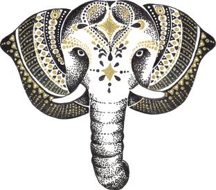 god & god's 41 cm Aesthetic Elephant`s Face Self Adhesive Sticker