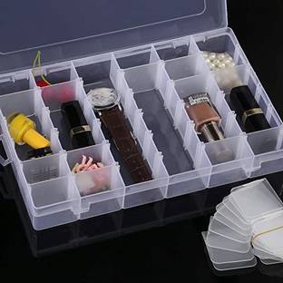 NAC GLOBAL: IT'S EXACTLY WHAT YOU NEED Organizer Box Multipurpose Transparent Storage Box with Removable Dividers jewelry, multipurpose, makeup Vanity Box