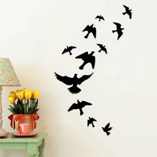 Brothers Creation Birds MDF Plaque Ready Stick or Hang Black Painted Cutout Wall Art
