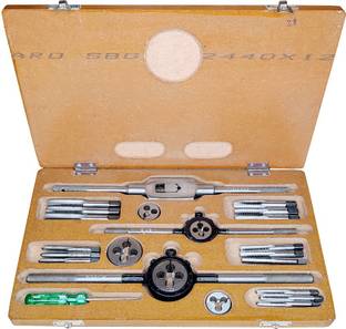 Luxuro Complete Tap And Die Set 6 mm to 12 mm|Complete Tap and round die box Double Sided Socket Wrench