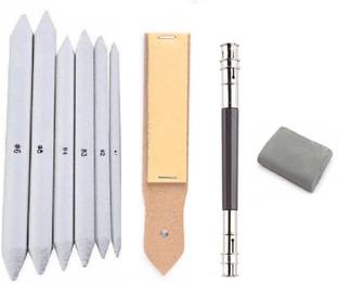 Craftacious Art 6pc Blending/Smudging Stumps, Sandpaper, Pencil Extender & Kneaded Eraser