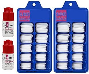 Aksvita ARTIFICIAL NAILS SET WITH GLUE white