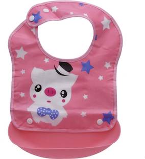 MOMSCAPE Waterproof Baby Silicon Bib for Feeding Infant with Detachable Food Catcher Tray