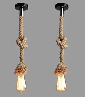 डोनीरिया Pendant Rope Lights for Ceiling Hanging Lights (Bulb not included - Pack of 2) पेंडेंट  सीलिंग लैंप