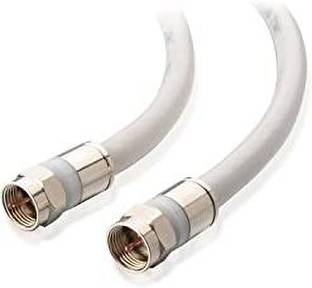 V A Antiques RG_6 Coaxial DTH Cable Wire with F type connector and clips 1 sq/mm White 30 m Wire