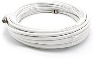 V A Antiques RG-6 Coaxial DTH Cable Wire with F type connector and clips 1 sq/mm White 15 m Wire