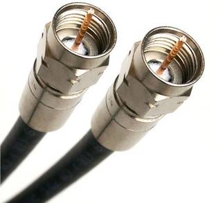 V A Antiques RG-6 Coaxial DTH Cable Wire with F type connector and clips 1 sq/mm Black 40 m Wire