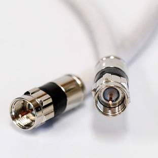 V A Antiques RG-6 Coaxial DTH Cable Wire with F type connector and clips 1 sq/mm White 40 m Wire