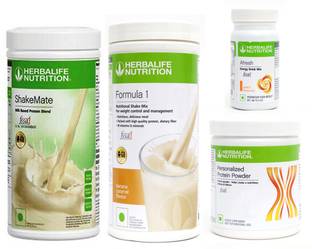 Herbalife Nutrition FORMULA1BANANA500 PROTIEN 200 GAFRESHENERGYDRINK PEACH 50 +SHAKEMATE 500 G Plant-Based Protein