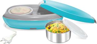 MILTON Swiftron Stainless Steel Electric Lunch Box With 2 Containers, 260 ml Each, Blue 2 Containers Lunch Box
