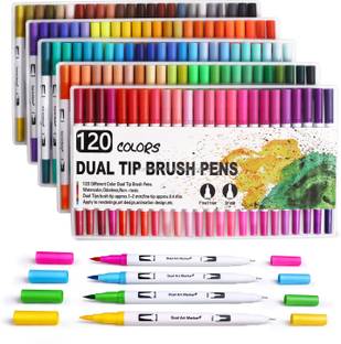 Levin 120 dual tip brush marker pen 0.4 fine nib