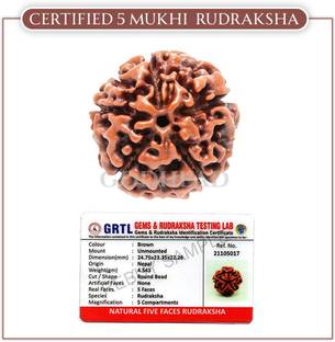 GODHEAD GODHEAD 100% NATURAL/ORIGINAL CERTIFIED NEPALI 5 MUKHI RUDRAKSHA WOOD PENDANT Wood Pendant