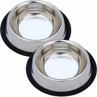 FOURESTA Dog Bowl Combo 720 ML Round Large Pet Bowl for Dogs and Cat Bowl (Silver) Stainless Steel Pet Bowl