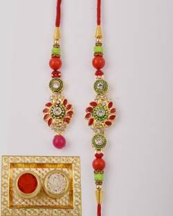 SJS RAAKHI Bhaiya Bhabhi JS156 Assorted Chawal Roli Pack  Set