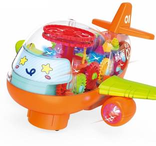 Goyal's Transparent Big Helicopter 3D Light, Musical Sound & 360° Rotation Toy For Kids