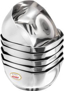 JAGGERY Stainless Steel Vegetable Bowl Double Square Bow/Katori set of 6pcs, Capacity 150ml, dia-8cm, height 4cm