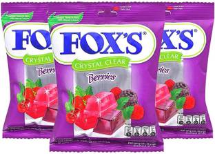 NESTLE Fox's Crystal Clear Berries Pack of 3 Pouch, 3 x 90 g Berries Toffee