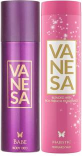 VANESA Babe Deo 150 Ml & Majistic Talc 300 gm Combo (Pack Of 2) Deodorant Spray  -  For Women