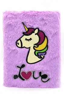 prisma collection Unicorn Soft Plush Feather/Lovely Notebook Diary with Different Design for Girls Book-size Gift Set 50 Pages