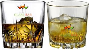 GLASSBAR (Pack of 2) whisky glass set of 2 royal stag whisky glass 300ml diamond glass Glass Whisky Glass