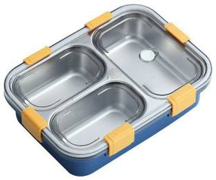 Maxigo Leak Proof 3 Compartment Stainless Steel Lunch Boxes Tiffin Box for Adult Kids 1 Containers Lunch Box