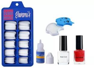 Yuvami's Artificial Nails & 1 Nail Glue With 1 Nailpolish Wipe & 2 Nailpolish