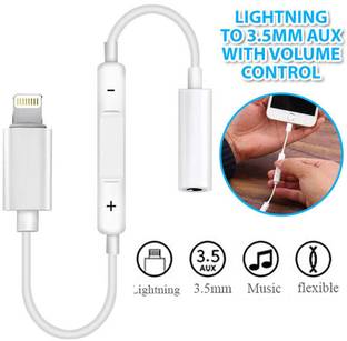 IMMUTABLE White Lightning To Headphone Jack Adapter Model Mh020 (Android, iOS) Y47 Phone Converter