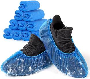 Spylx Disposable & Waterproof Plastic Shoe Cover (Blue) (25 pairs Pack of 50 Pcs.) Plastic Blue Flat Shoe Cover