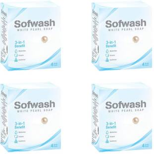 Modicare Sofwash White Pearl Soap 3in1 benefit,75g each, 4*75g, Pack of 4