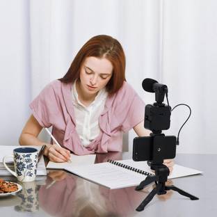 ZOKMOB Mobile Vlogging Kit with Microphone Tripod Stand and LED Light Vlogging Mobile Tripod Kit, Tripod Bracket, Tripod, Monopod, Monopod Kit