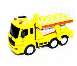 Divykri Elevator Rescue Crane Yellow Pull Back Friction Powered Push Vehicle Toys Truck