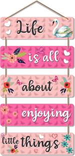 Artvibes Happiness Quote Wooden Designer Wall Hanger for Home Decor Office Gift(WH_6210N)