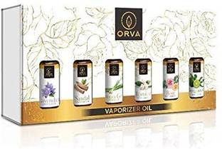 ORVA Pure Vaporizer Oil (Lavender, Rose, Bergamote, Jasmine, Sandal and Lemon Grass) Diffuser, Aroma Oil Pure Vaporizer Oil Combo of 6, Fragrance Vaporizer Oil, Elegant Home Fragrance Solutions, Fragrances for Fine Living - Each 10 ml (Lavender, Rose, Bergamote, Jasmine, Sandal and Lemon Grass)