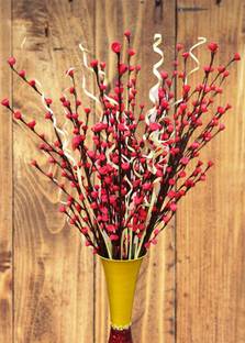 fab n Style White Filler Grass With Red Rose, Orchids Artificial Flower