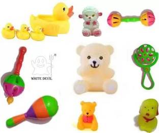 White Devil Toy rattle set with teddy pichku chu chu toys and best gift for babies Rattle Rattle