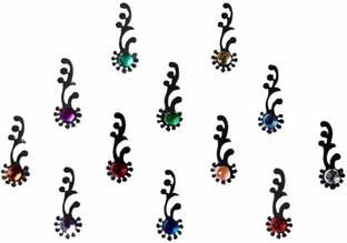 Comet Busters Beautiful Black Bindi With Multicolor Stones (BV288) Forehead Black Bindis