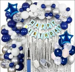 ADORNIO Happy Birthday Decoration Kit Combo BLUE THEME