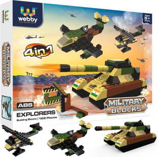 Webby 4 In 1 Military ABS Building Blocks Kit, Adventure Play Toy Set (122 Pcs)