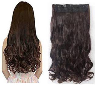 BeatStock Silky Soft Wavy/Curly  Extension 22 Inch 5 Clip in Natural Brown Color Hair Extension