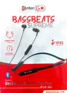 EnterGo BASSBEATS SUPREME Sweat proof Headset with mic 50HR play time Bluetooth