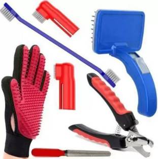 PSK PET MART Dog Grooming Kit 4 in 1 Dog Combo Basic Comb for Dog, Cat, Hamster, Rabbit Grooming Gloves for Dog