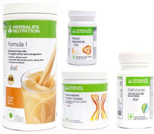 Herbalife Nutrition FORMULA1SHAKE ORANGE CREAM-500GM+PP200+AFRESH GINGER+ CELL U LOSS TABLET Protein Shake